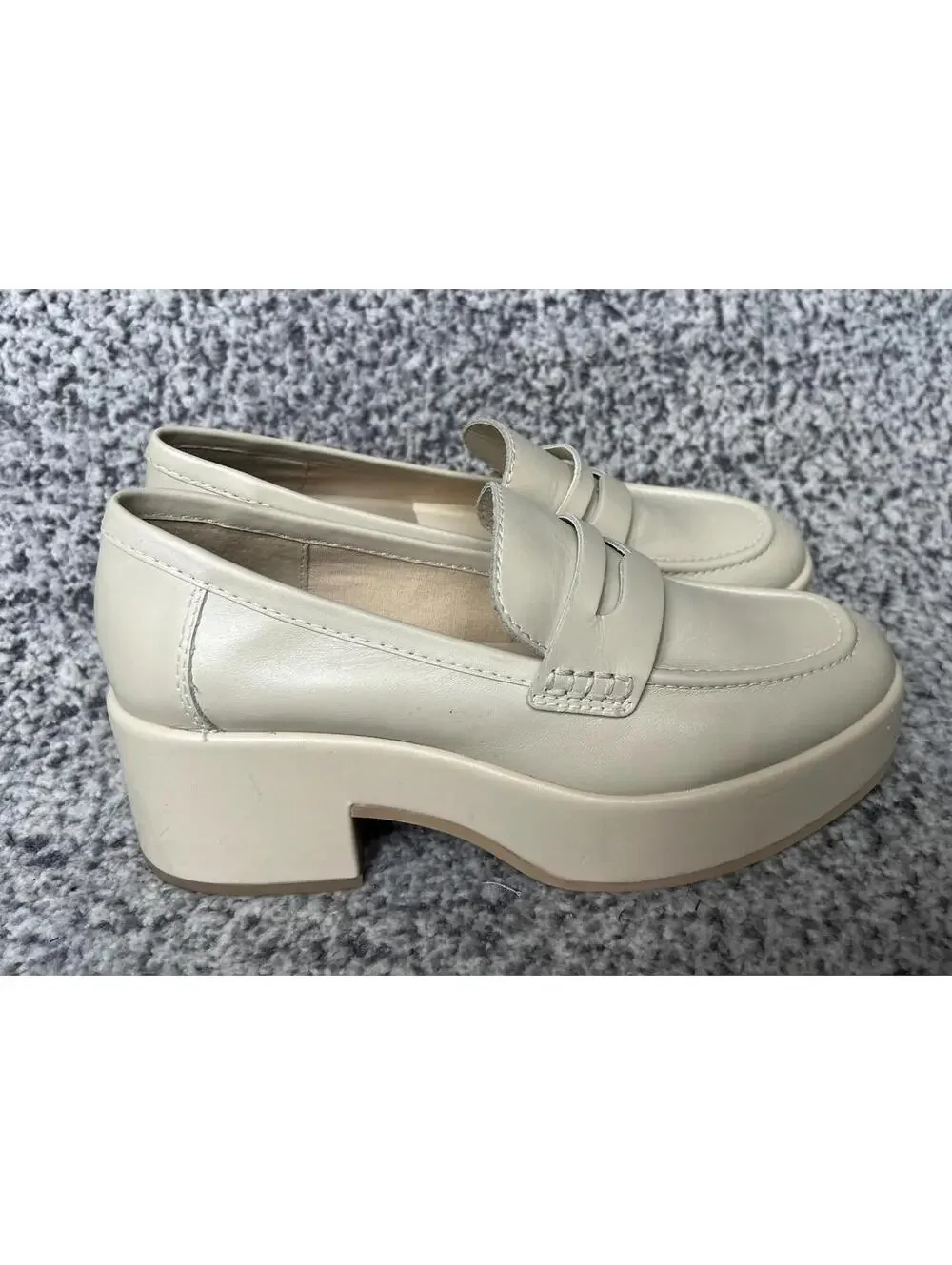 Dolce Vita Platform Loafers Women's Size 7.5 Yanni Leather Retro 90s Ivory